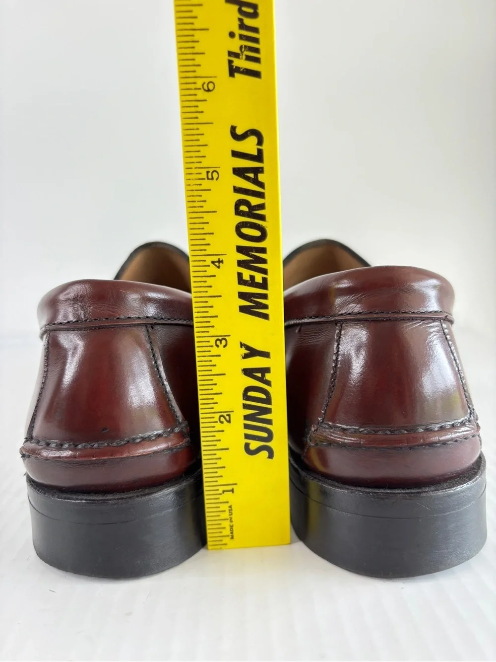 LL Bean Handsewn Penny Loafer Mens 8.5 D Burgundy Leather Dress Shoe Made In USA
